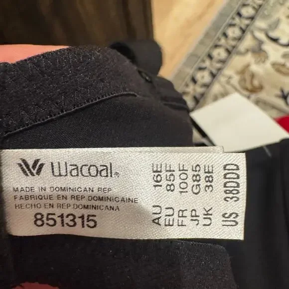 Wacoal Women's Body By 2.0 Mesh-Detail Underwire Bra Black Size 38DDD NWT